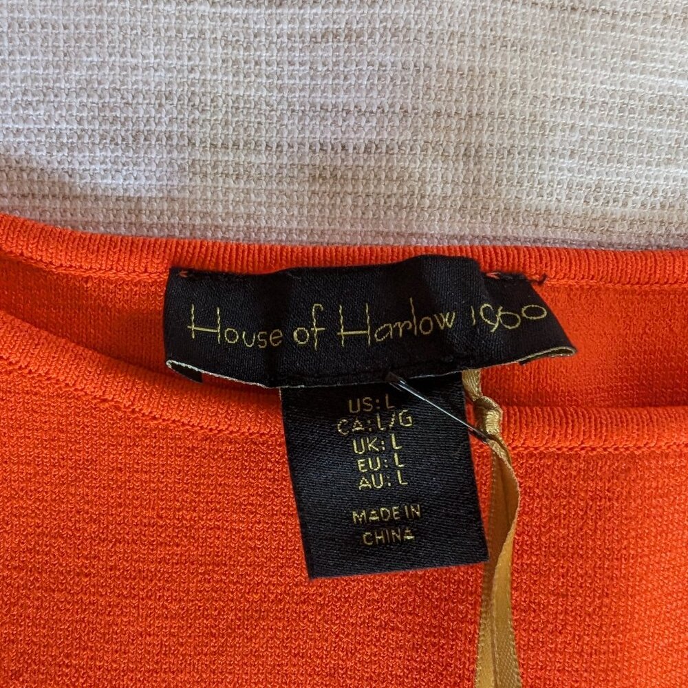House of Harlow Womens Scoop Neck Sleeveless Knit Shift Dress Large Orange NWT - Picture 6 of 8
